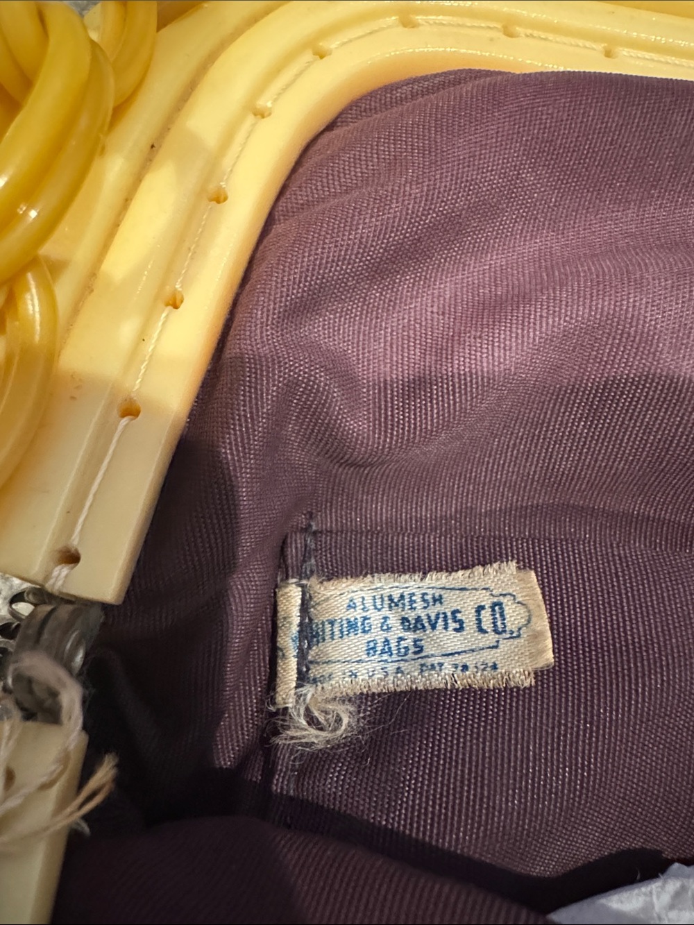 Whiting & Davis Cream Mesh Clutch with Yellow Frame & Chain - Picture 2 of 5